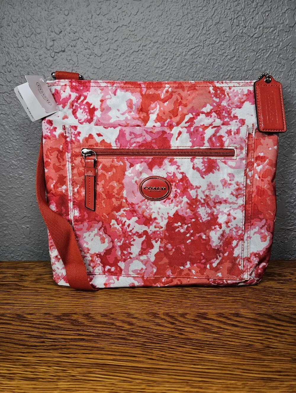Coach Crossbody Bag in Pink and Red Abstract Print